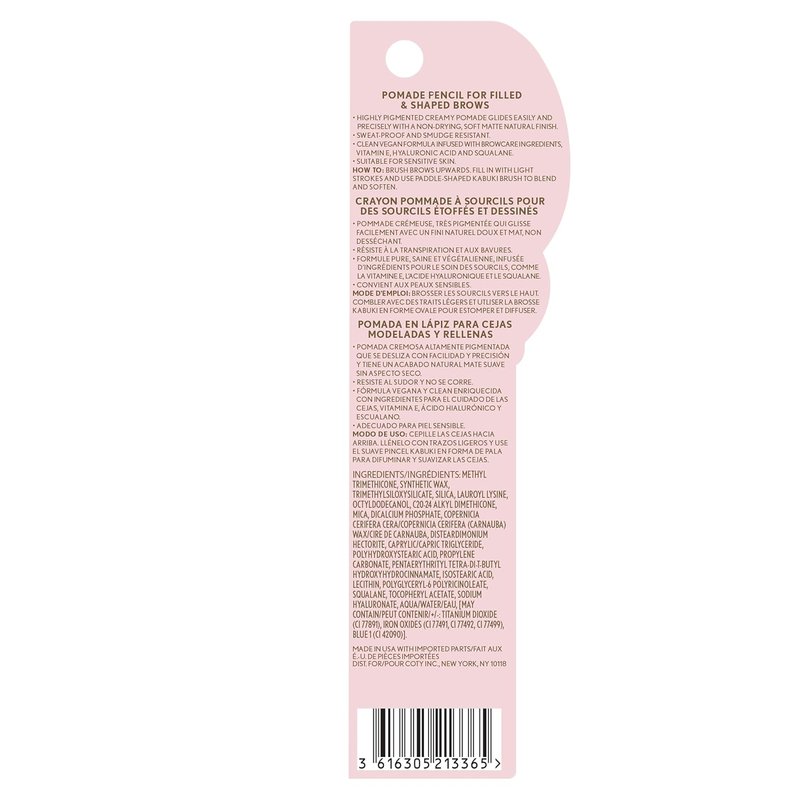 Covergirl Clean Fresh Brow Filler Pomade - Ultra-Precise Eyebrow Pencil in 400 Soft Brown | Vegan, Creamy Formula, 0.007oz