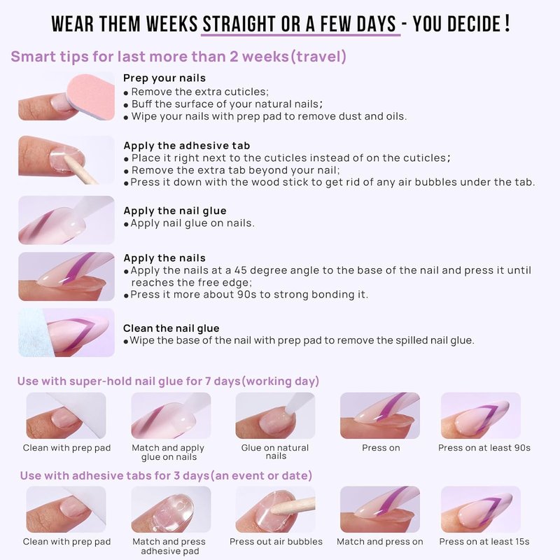 French Tip Press On Nails - Pink Short Soft Gel Nails with Stars | 32 Stick-On Nails in 16 Sizes