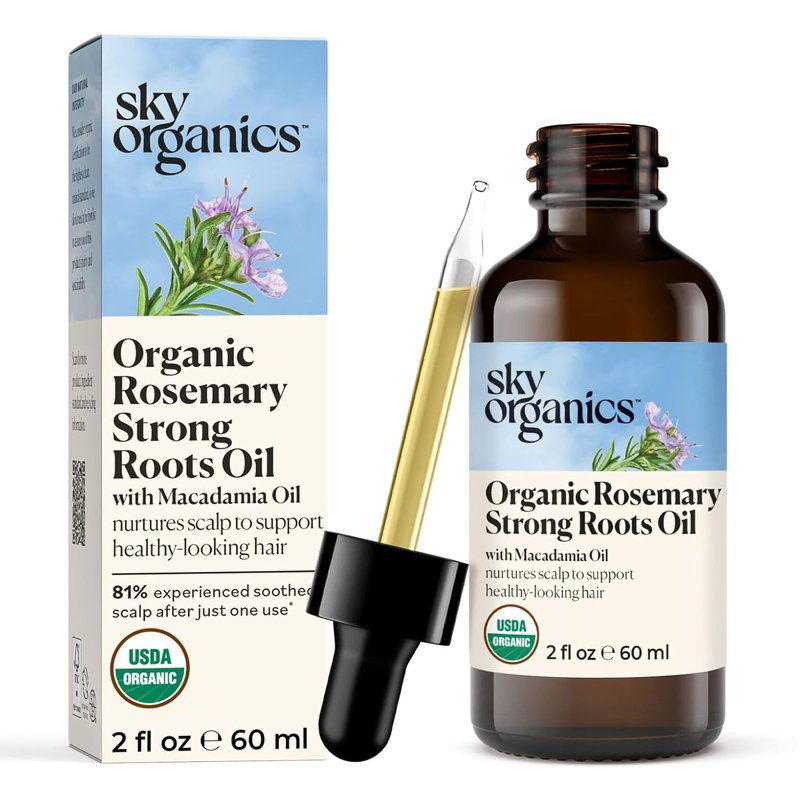 Organic Rosemary Oil Hair Growth Serum - Macadamia & Jojoba Oils for Scalp Health | 2 fl oz