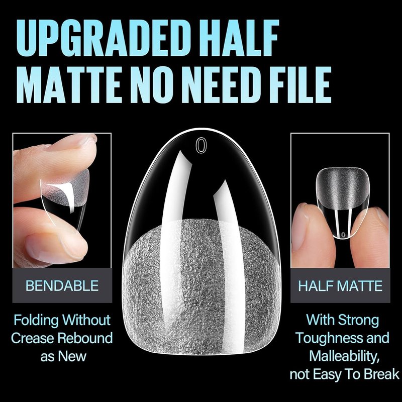 Almond Nail Tips - 240PCS Pre-Shaped Clear Gel False Nails | Soft Acrylic for DIY Nail Extensions