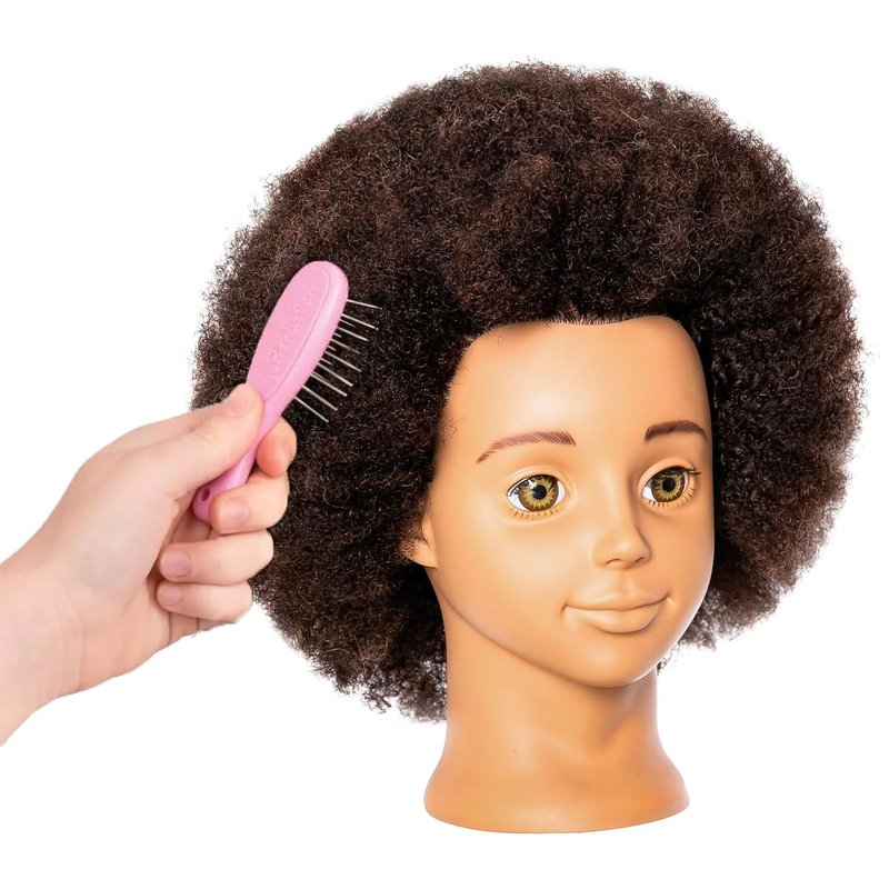 Skiennix Mannequin Head - Authentic Human Hair for Girls' Hair Styling Practice | Includes Clamp Holder