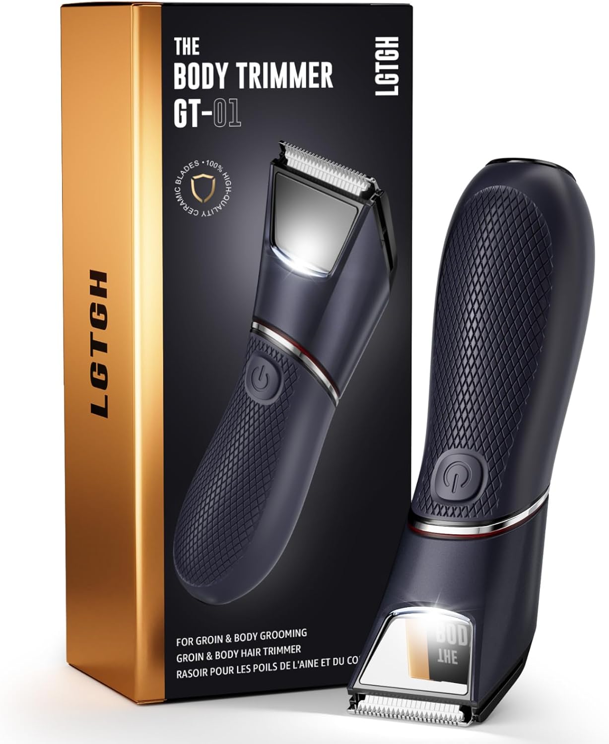 Skiennix Rechargeable Body Trimmer - Waterproof Electric Shaver with LED & Mirror, 90-Min Battery