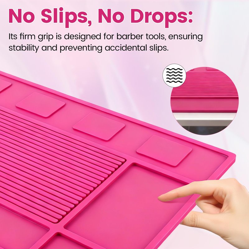 ASTONFOG Magnet Barber Mats for Clippers, Barber Station Organizer Mat with 4 Magnets, Barber Matt Organizer Station, Professional Anti-Slip Heat-Resistant Silicone Pad for Hairstylist