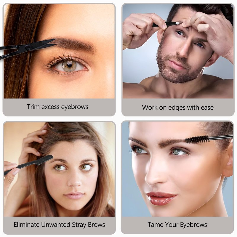 Kootinn Eyebrow Trimmer Kit, 6 in 1 Eyebrow Scissors, Tweezer, Eyebrow Razor, Eyebrow Brush and Comb for Women