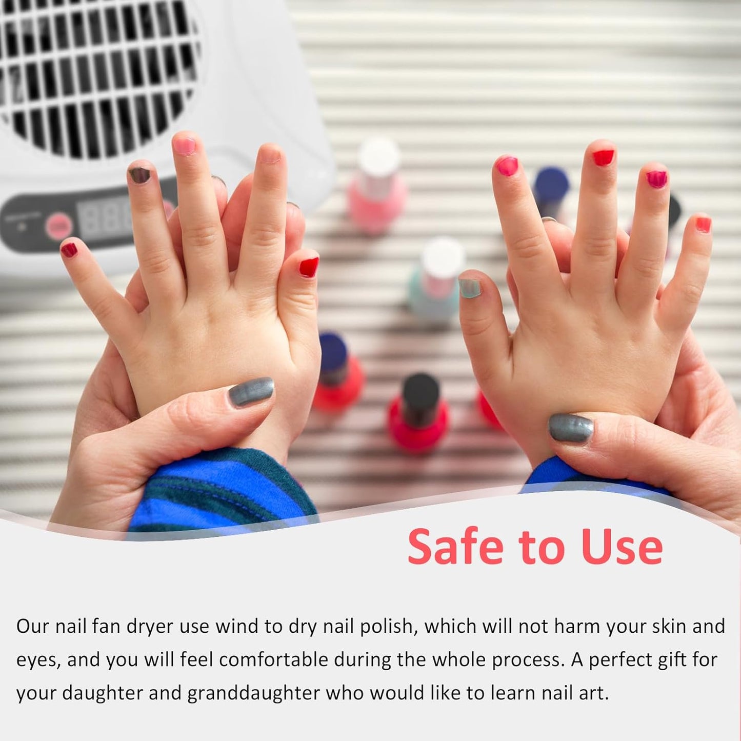 Skiennix Nail Dryer - 300W Professional Drying Fan with Sensor & Dual Air Modes | White