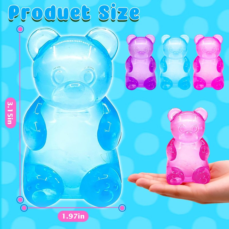 3 Pcs Easter Cute Gummy Bear Stress Relief Stress Ball, Slow Rising Squishy Squeeze Anxiety Relief & Focus Toy, Sensory Fidget Toys for Adults, Teens, Autistic ,ADHD, Classroom Prize，Party Favors
