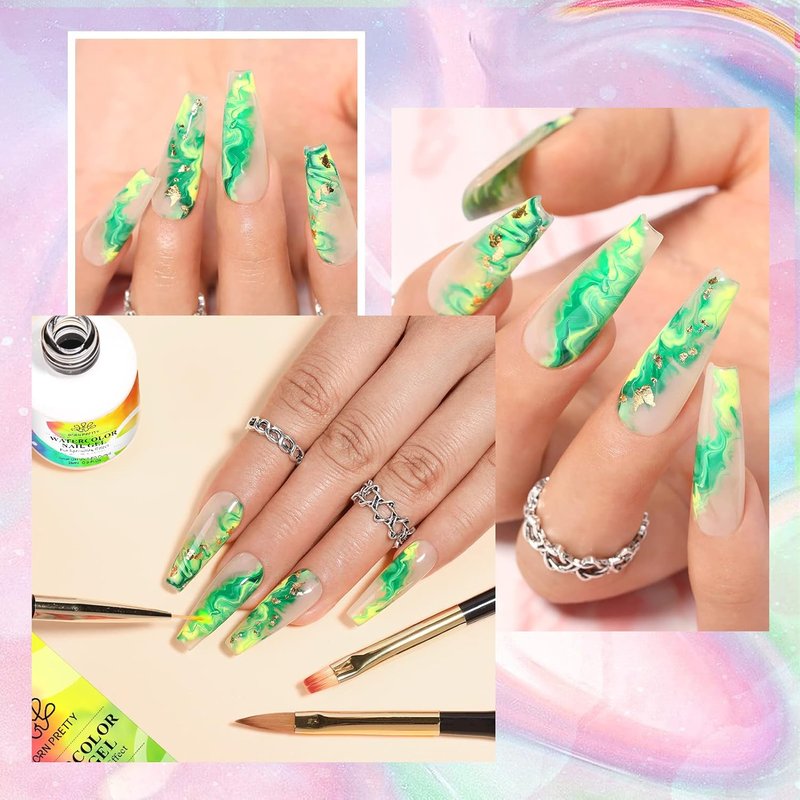 Born Pretty Nail Blooming Gel, 15ml Clear Clear U V Led Blossom Gel Polish for Spreading Effect Marble Natural Stone Watercolor Floral Print Nail Art DIY Design Manicure Valentine's Day Gift