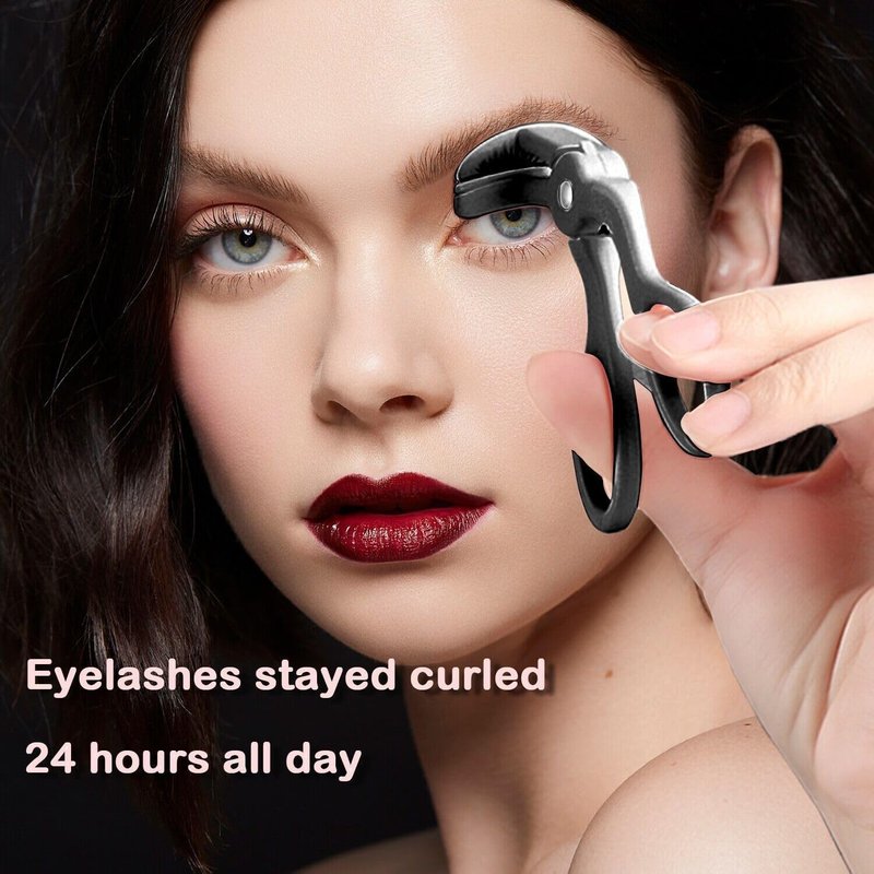 Skiennix Eyelash Curler - Premium Plastic Design with Silicone Refill Pads | No Pinching, Black