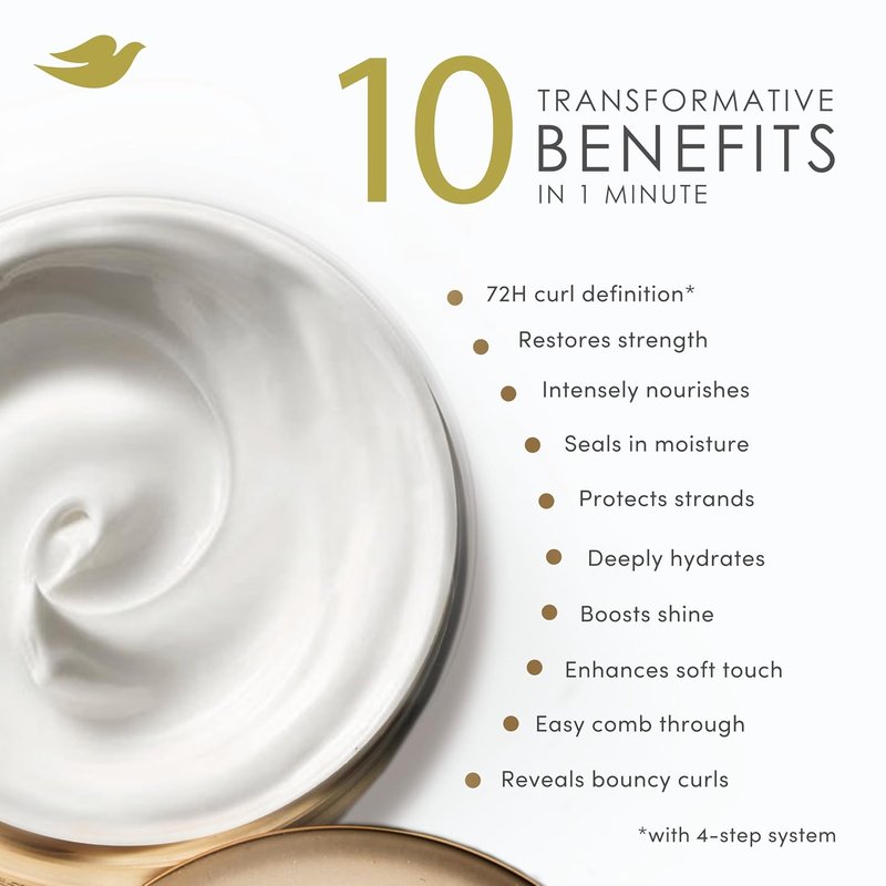 Dove Hair Amino Curl Repair Cream Mask - 10-in-1 Treatment for Curly Hair with Bio Protein & Jojoba Oil | 9.2 fl oz