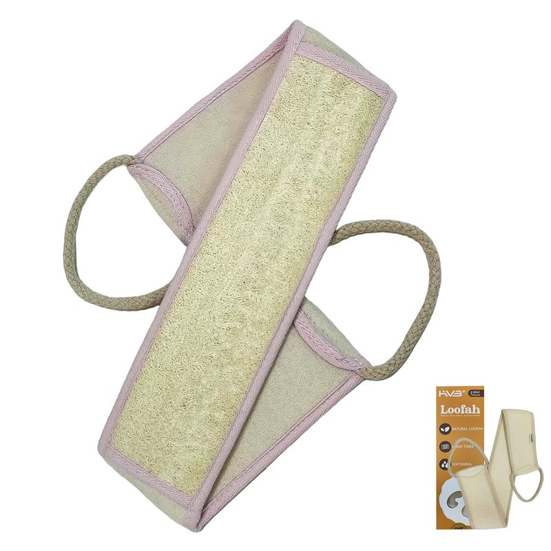 HVB Natural Loofah Back Scrubber for Shower, Exfoliating Natural Loofah Back Scrubber, Unisex, Deep Cleanses The Back and Revitalizes Skin – Pack of 2 (1 Box)