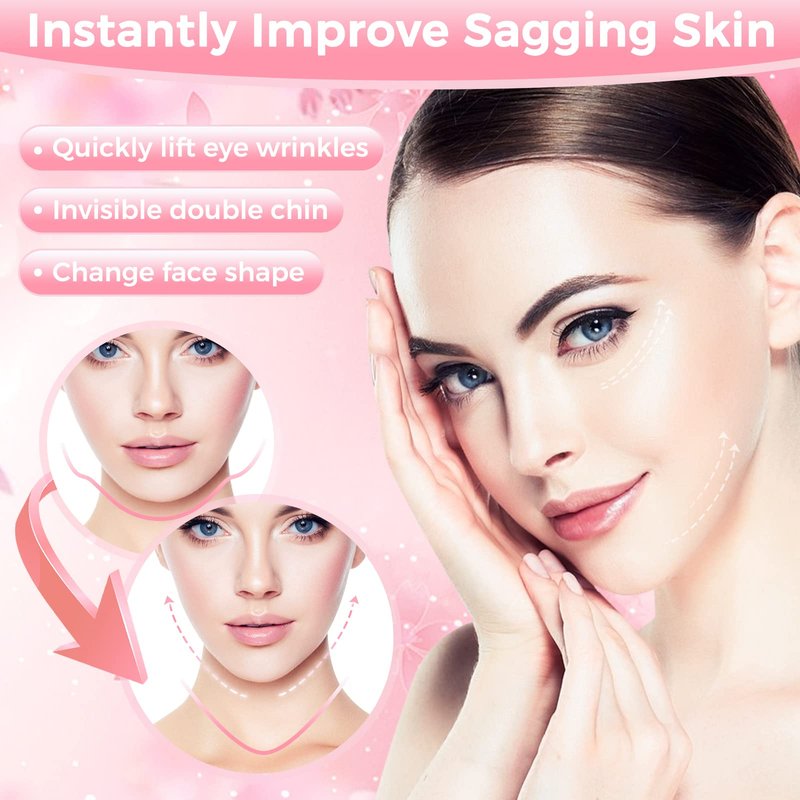 Invisible Face Lift Tape,120PCS Face Lifting Tapes and Bands with 8 Strings,Instant Face Lifter for Women Neck,Eyes,Double Chin,Sagging Skin,Face Tape for Tightening,Invisible Facelift Tape for Makeup