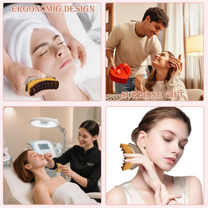 BFRAHD 2PCS Lymphatic Contour Face Brush,3-in-1 Lymphatic Drainage Massager&Sculpting Tool,Ultra-Soft Facial Brush for Puffiness Relief & Glowing Skin,Portable Lymphatic Drainage Tool