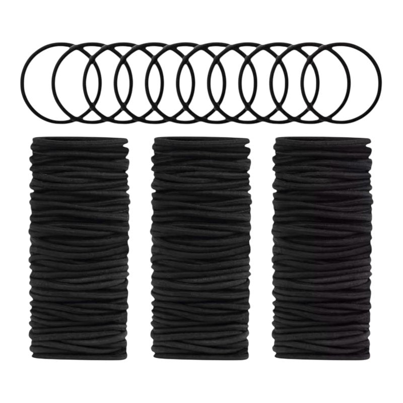 Black Hair Ties for Thick & Curly Hair - Strong Hold, No Damage Ponytail Holders | 120 Pieces (4 mm)
