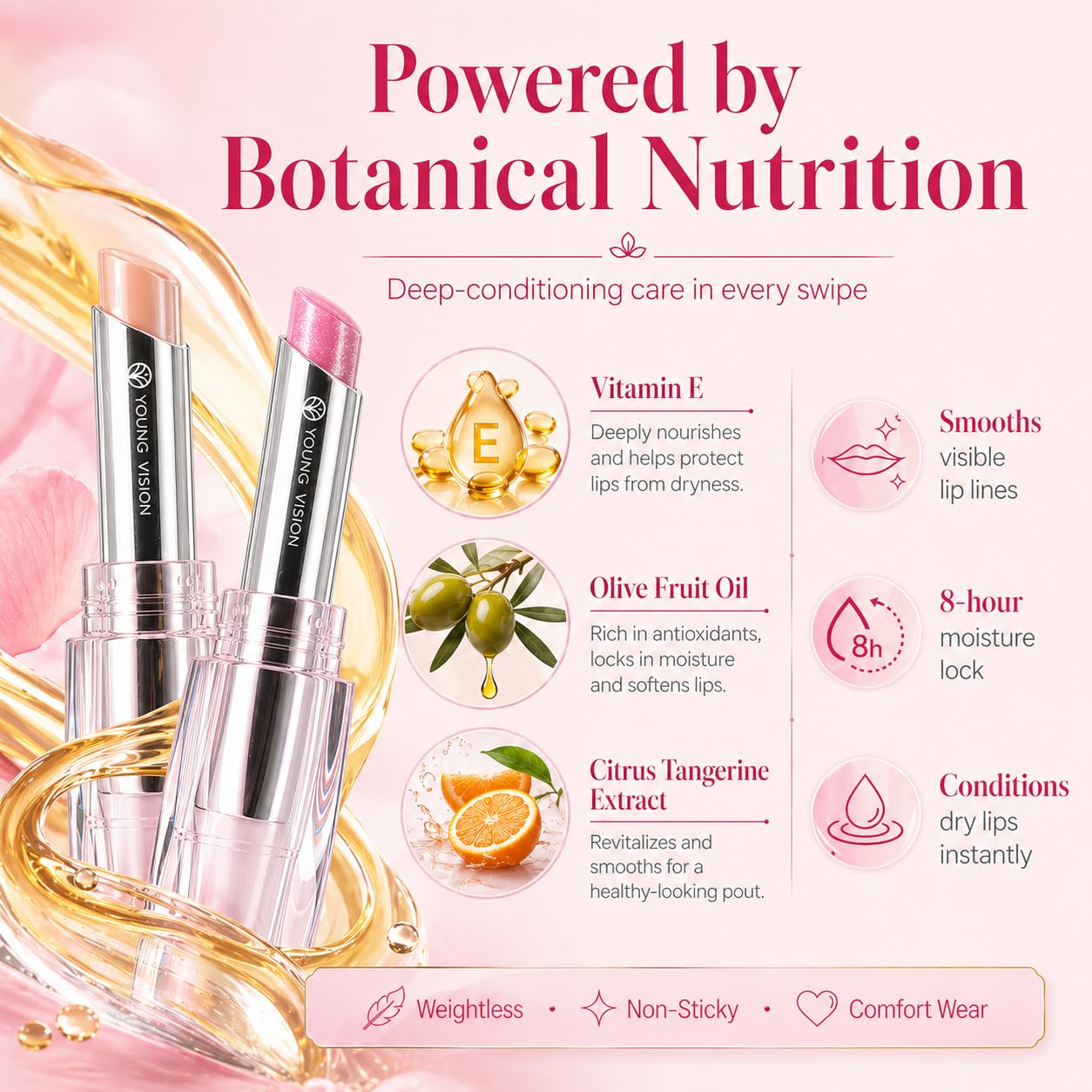 YOUNG VISION Tinted Lip Balm & Hydrating Lipstick - 8-Hour Moisture Lock Satin Finish, Warm Caramel Nude, Zero Greasy Residue, Cruelty-Free Lip Care, Warm Caramel