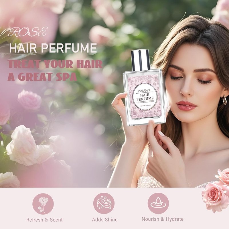 Hair Perfume for Women - Long Lasting Pheromone Mist | Romantic Rose Scent, Hydrates & Nourishes, 50ML