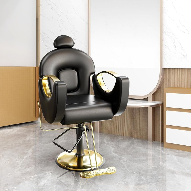 Reclining Salon Barber Chair - 360° Swivel Hydraulic Design | Heavy-Duty Pump, Adjustable Height, Multiple Colors