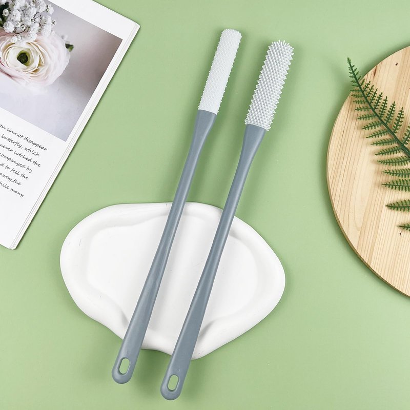 2-Pack Toe Cleaning Brush with Long Handle – Foot Scrubber & Exfoliating Anti-Itch Brush for Seniors, Pregnant Women, Men & Women (Grey)
