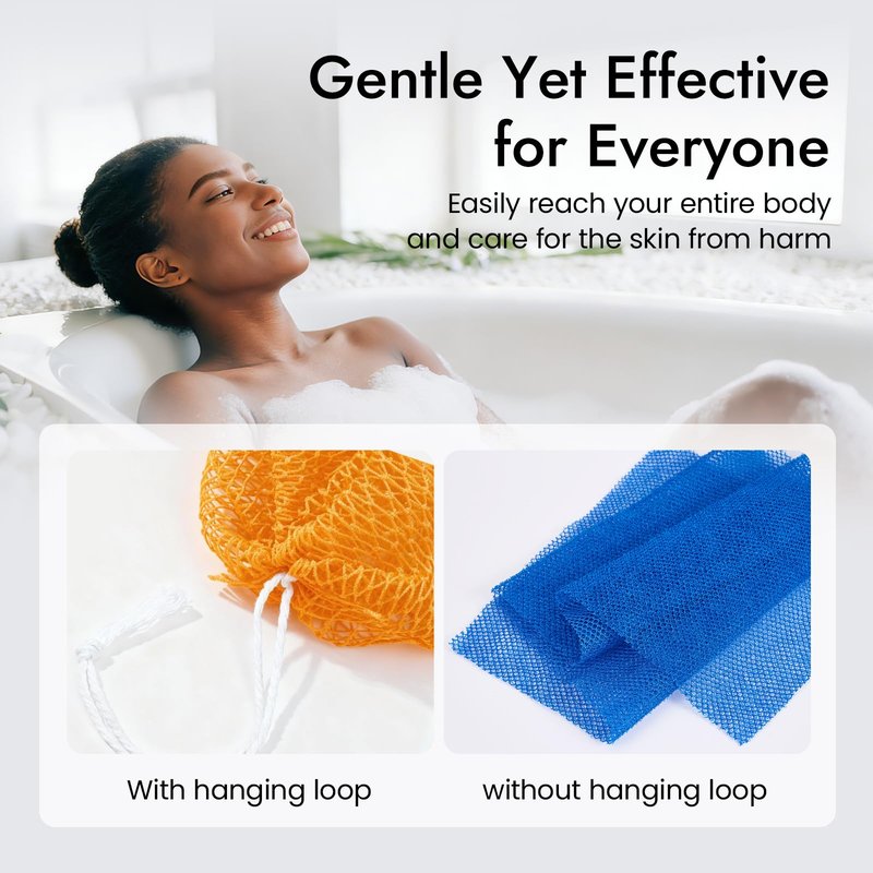 African Net Sponge 5-piece exfoliating Scrub is Suitable for All Skin Types,Bath Sponge for the face and Body, Durable and Gently Exfoliation