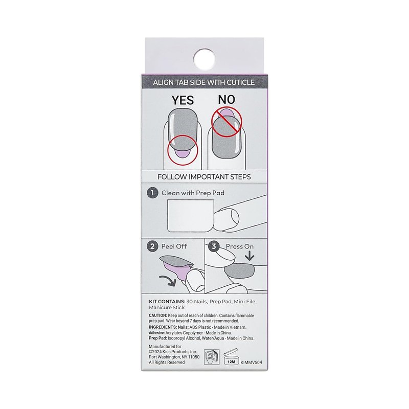 KISS Impress No Glue Mani Press-On Nails - 30 Pcs Easy Apply & Hassle-Free Removal | So Lucky Design