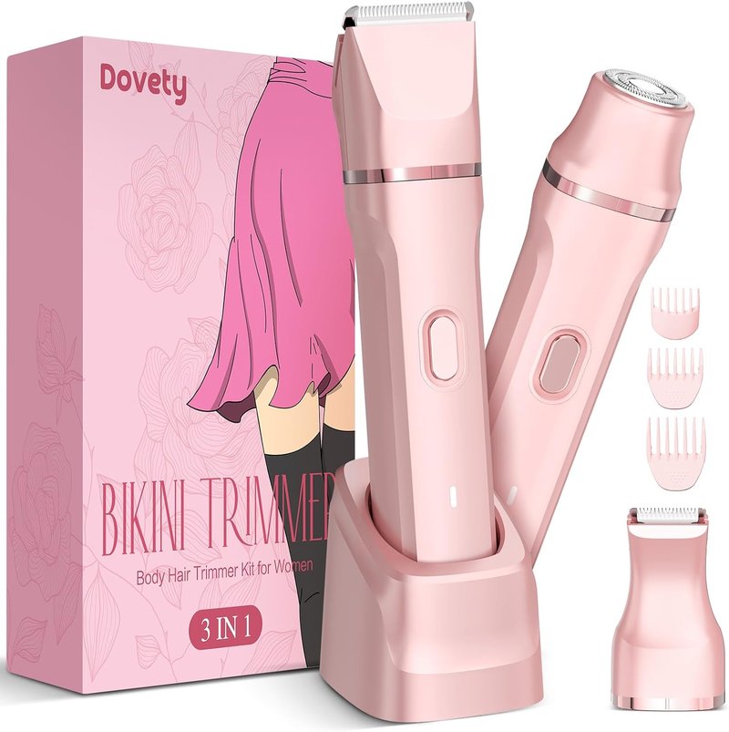 Dovety Bikini Trimmer for Women - 3-in-1 Painless Electric Razor | Waterproof, Rechargeable, USB Charging