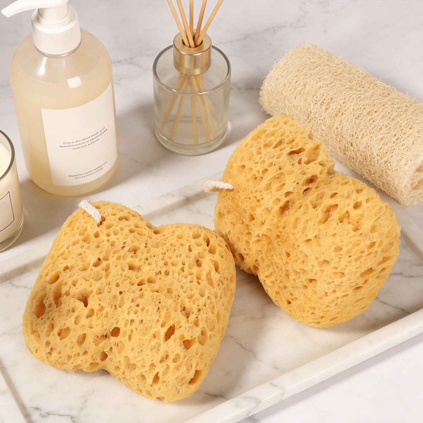 Qianyu 3 Pcs Bath Sponge Foam Loofah Exfoliating Body Sponge Dense Foam Reusable Body Wash Shower Pouf Washing Scrubber for Bathroom Gentle Deep Cleaning Dry Skin Women Men Bathing Accessories