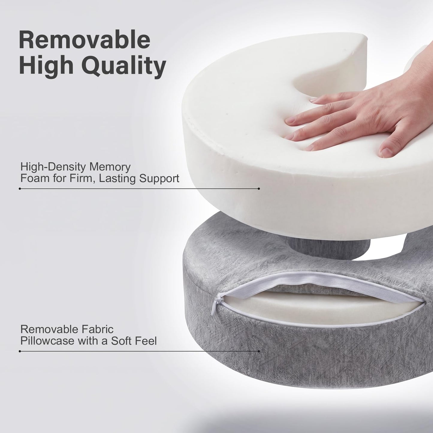 TIMBERHIDE Portable Massage Headrest for Bed, Easy-Install Adjustable Face Cradle with Memory Foam for Couples, Home Spa & Recovery, Fits 6-17” Mattress, Grey