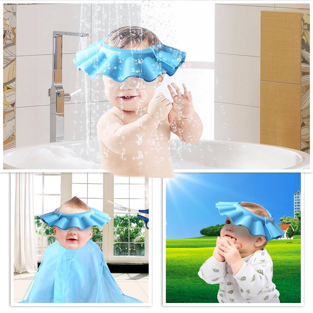 HOOYEE Safe Shampoo Shower Bathing Protection Bath Cap Soft Adjustable Visor Hat for Toddler, Baby, Kids, Children (pink)