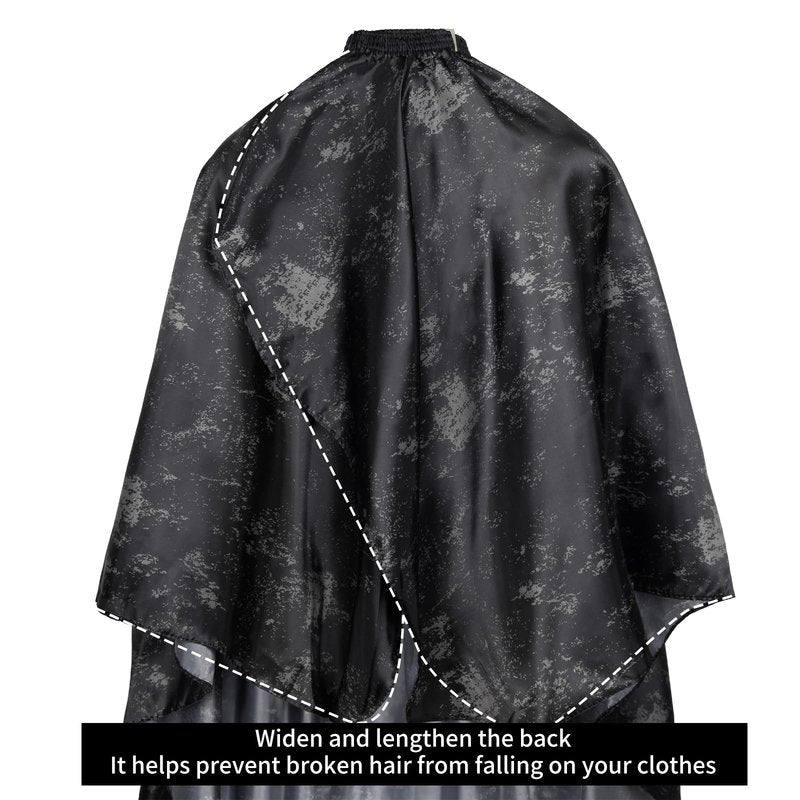 64x56 Inch Professional Barber Cape for Men - Waterproof Hair Cutting Cape with Elastic Neck & Adjustable Closure, Salon Grade Styling Cape (Black)