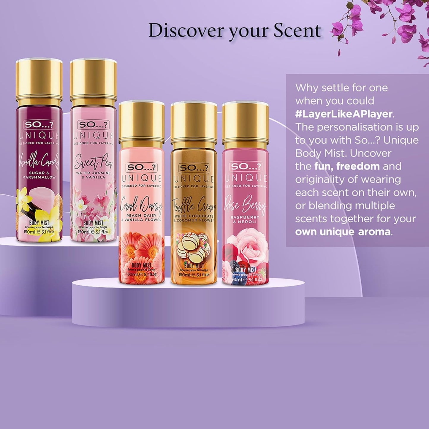 So...? Unique Coral Daisy Body Mist - Fruity Vanilla Perfume for Women - 5.1 oz Spray