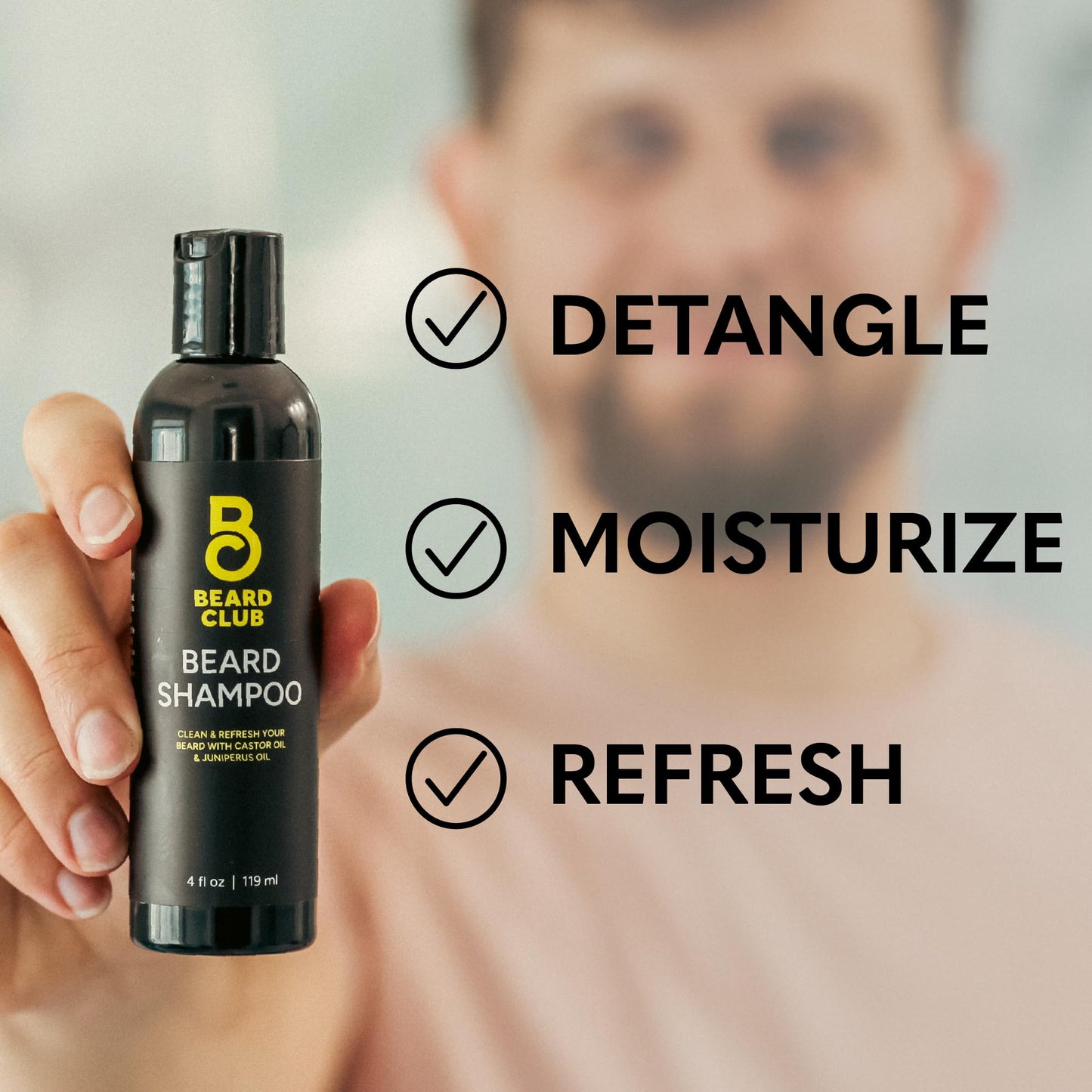 The Beard Club Original Premium Beard Shampoo - Natural & Nourishing Formula for Soft, Clean & Healthy Facial Hair - Gentle on Skin - Sulfate & Paraben Free - 4 fl oz