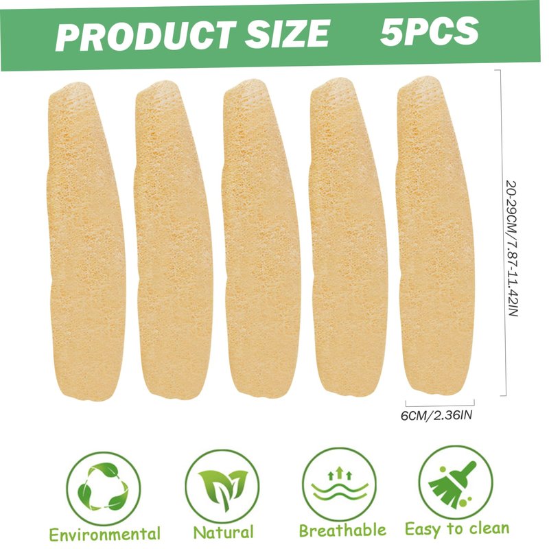 Loofah Natural, Shower Loofah 5Pcs 8-11" Natural Sponge Absorbent & Easy Foaming Luffa Sponges Soft Exfoliating Body Scrubber for Kitchen, Bathroom