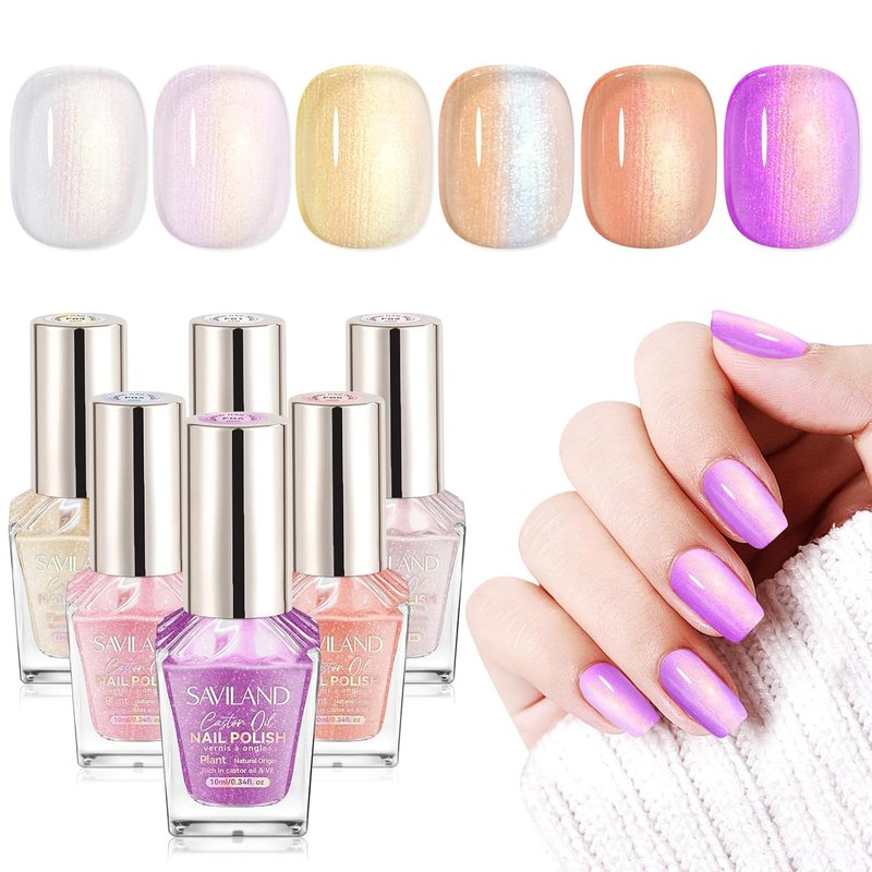 SAVILAND Nail Polish Set - 6 Summer Shimmer Colors | Quick Dry, Long Lasting DIY Manicure