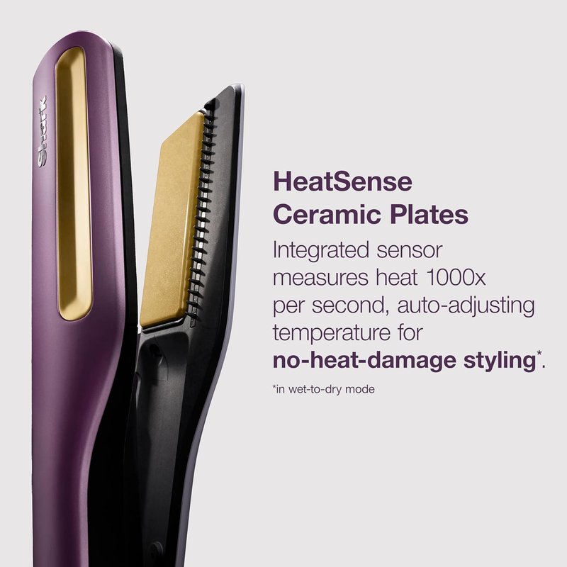 Shark SilkiPro™ Straight Hair Straightener - Wet-to-Dry Technology | Ultra-Fast Drying | Plum Satin | 3 Combs Included