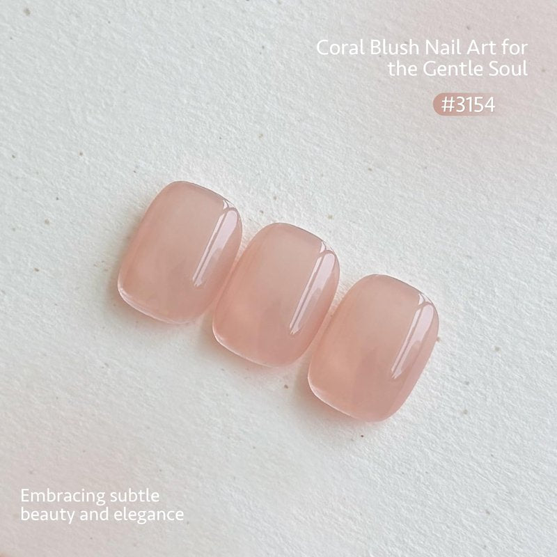 Nude Jelly Gel Nail Polish - Sheer Translucent 16ml Soak Off Gel | UV Light Cure Coral Blush for DIY Nail Art