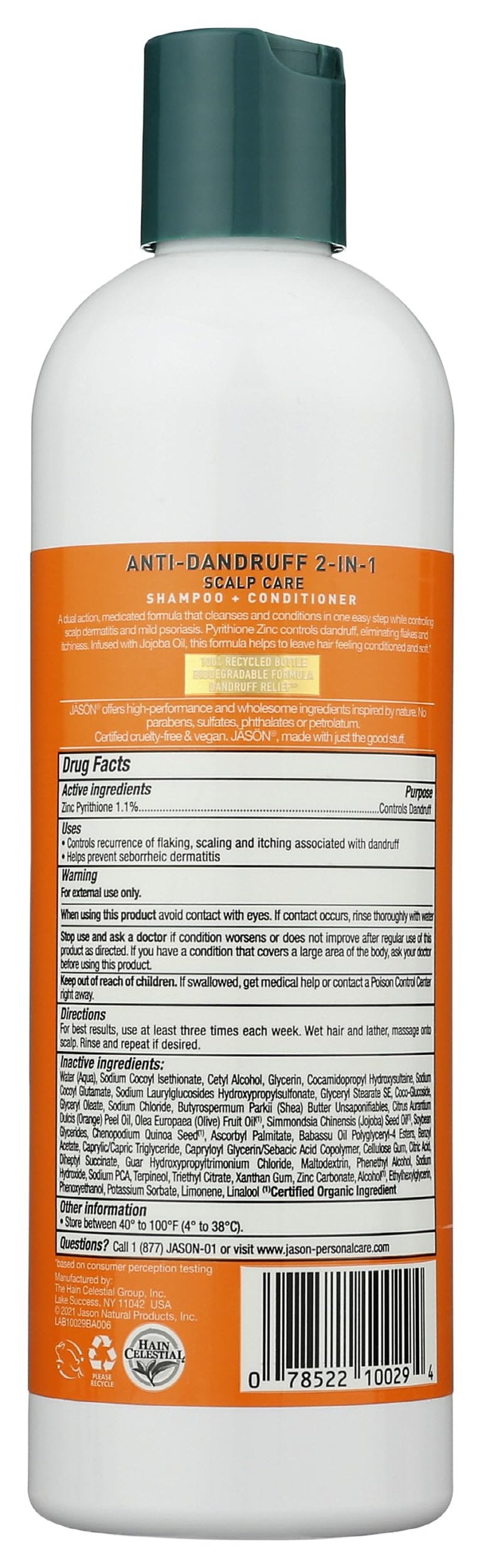 JASON Dandruff Relief 2-in-1 Treatment Shampoo and Conditioner, 12 Ounce Bottle