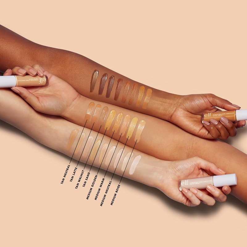 e.l.f. Hydrating Camo Concealer, Covers Blemishes & Under-Eye Circles, Full-Coverage & Delivers A Satin Finish, Vegan & Cruelty-Free, Medium Warm