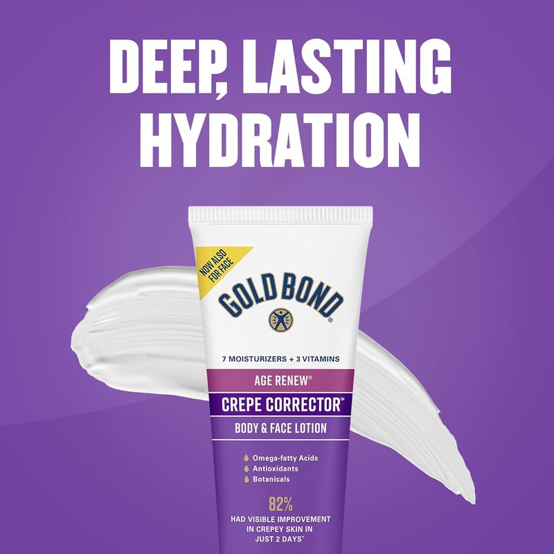 Gold Bond Age Renew Lotion Set - Day & Night Duo for Body & Face | Crepe Corrector & Retinol, 8.6 oz