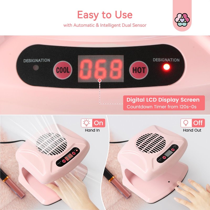 SAVILAND 300W Quick Nail Dryer: Hot & Cold Air Modes, Adjustable Fan for Acrylic, Dip Powder, Gel, Regular Polish - Nail Tech Must Have