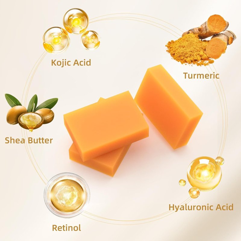 Kojic Acid Turmeric Soap Bar - Dark Spot Remover for Even Skin Tone | Moisturizing Natural Ingredients, 2-Pack
