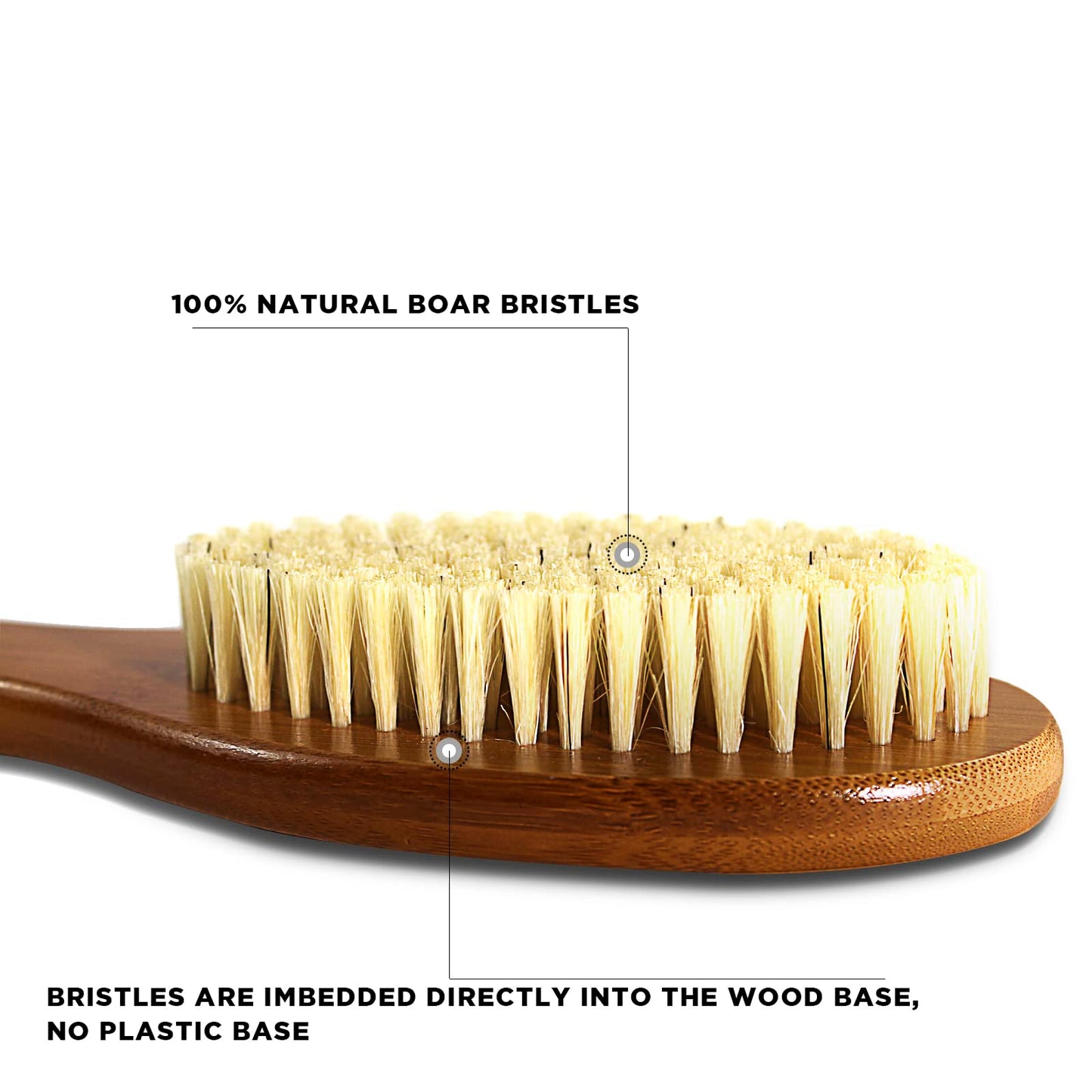 ICANdOIT-17.71Inch Natural Boar Bristles Anti-Slip Long Handle Bath Brush,Bent Handle Shower Scrubber for Exfoliating,Shower Back Brush,Exfoliation Set with Pumice Stone(2 Pack)