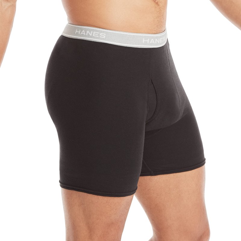 Hanes Men Hanes Boxer Briefs, Cool Dri Moisture-Wicking Underwear, Cotton No-Ride-up for Men, 6 Pack, Black/Grey, Medium