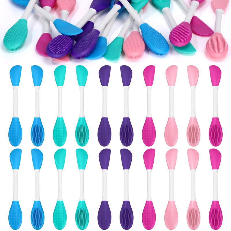 Acellegic 50 Pcs Facial Cleansing Brush, 2 in 1 Silicone Face Mask Brush Applicator & Face Scrubber for Exfoliating Massaging Remove Blackhead Makeup Skincare Applicator, Mud Clay Body Lotion DIY Mask