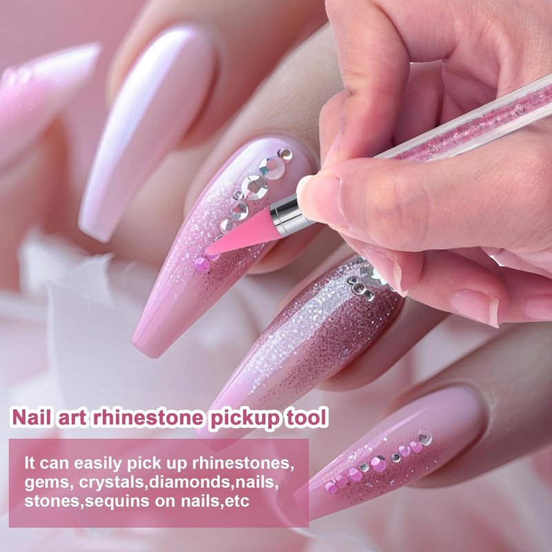 Rhinestone Picker Applicator Kit - 7 Pcs Nail Art Tools for Bedazzling & Gem Design | Includes Wax Pencil