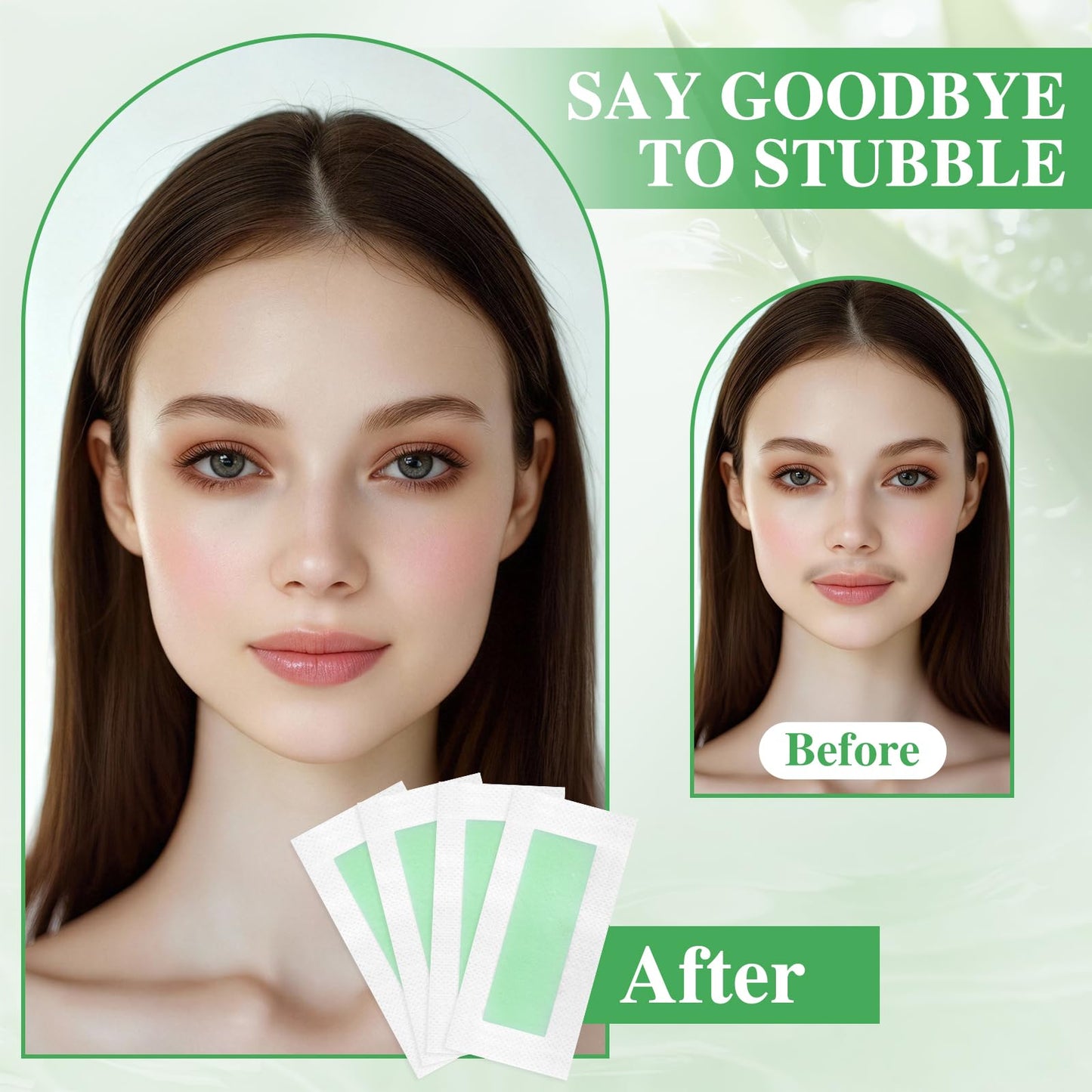 UGODAR 40PCS Facial Wax Strips for Women, Hypoallergenic Natural Face Wax Strips, Gentle Facial Hair Removal with 4 Calming Oil Wipes, Eyebrow Wax Strips for All Skin Types