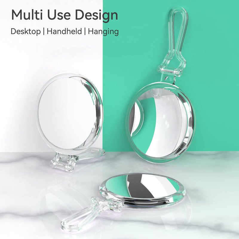 B Beauty Planet 30X Magnifying Mirror, Round Plastic Frame, Tabletop Mount, 30X/1X Magnification, Handheld Mirror for Travel, Makeup Application