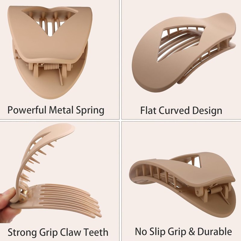 Flat Hair Clips for Women - 5 Pack Large French Duckbill Claw Clips | Strong Hold for Thick & Thin Hair