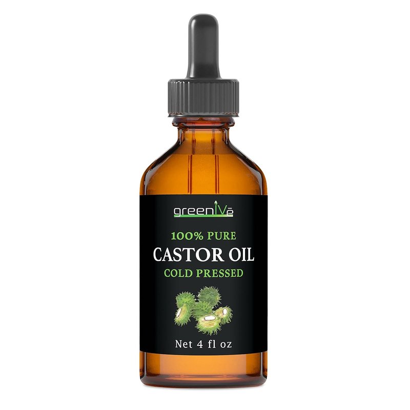 **100% Pure Castor Oil - Cold-Pressed & Hexane-Free | Hair, Eyebrows, Skin Moisturizer - 4 Fl Oz Glass Bottle**
