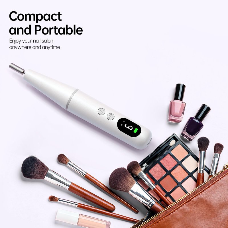 Electric Nail Drill Kit, Electric Nail File Cordless Nail Drill Machine for Acrylic Gel Dip Powder Nails, Professional Portable Manicure Pedicure Rechargeable Lightweight for Home Salon Use