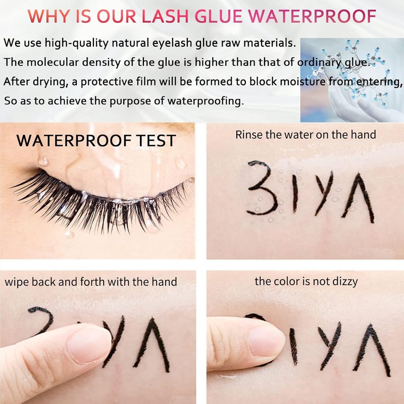 Black Eyelash Glue - Strong Hold Waterproof Lash Adhesive | Latex-Free, Safe for Sensitive Eyes - 0.18 oz (Black)
