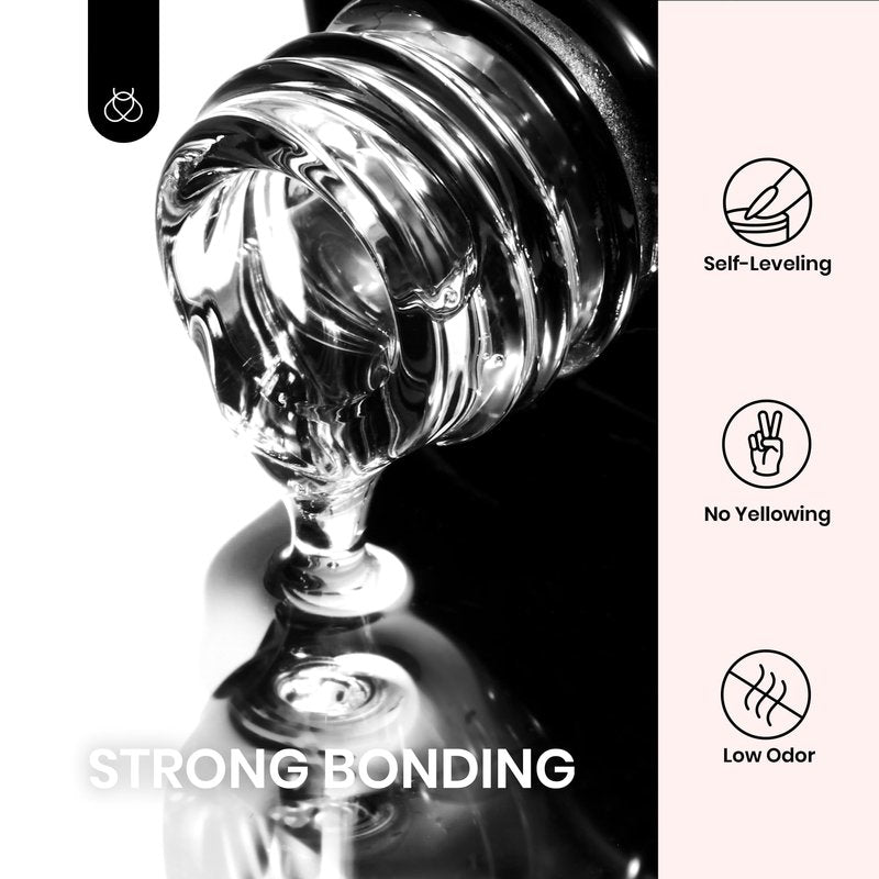 beetles Gel Polish 2Pcs 15ml Nail Glue Kit for Acrylic Nails, 5 in 1 Super Strong Brush in Nail Gel Glue for False Nails Tips and Gel Nail Polish Led Lamp Required